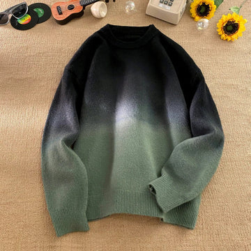 AIDASE  -  New Fashion Male Sweater Round Neck Knitted Gradient Contrast Color Design Long Sleeve Casual Pullovers Menswear 21E7029 aidase-shop